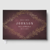 Goudbruine botanische elegante bruiloft gastenboek (Voorkant)