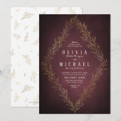 Goudbruine botanische elegante bruiloft kaart (Voorkant / Achterkant)