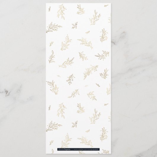 Goudbruine botanische elegante bruiloft menu (Achterkant)