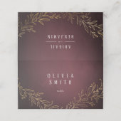 Goudbruine botanische elegante bruiloft plaatskaartje (Buitenkant ongevouwen)
