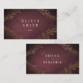 Goudbruine botanische elegante bruiloft plaatskaartje (Voorkant / Achterkant)