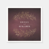 Goudbruine botanische elegante bruiloft servet (Voorkant)
