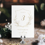Goudbruine, botanische monogram bruiloft kaart<br><div class="desc">Elegant roestachtige hand illustreerde botanische bladeren krest met modern trendy script en klassiek lettertype in goud en wit,  eenvoudig en geavanceerd. Fantastische tafelkaarten voor een moderne klassieke bruiloft,  eenvoudige formele bruiloft,  elegante botanische tuinbruiloft. Alle overeenkomende stukken in collectie bekijken</div>