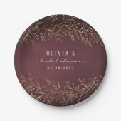 Goudbruine botanische vrijgezellenfeest papieren bordje (Voorkant)
