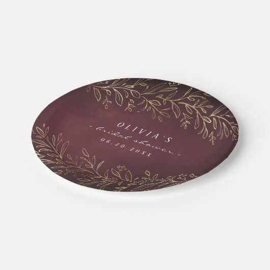 Goudbruine botanische vrijgezellenfeest papieren bordje (Gekanteld)