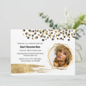 Goudbruine bruideglitter confetti kaart (Staand voorkant)