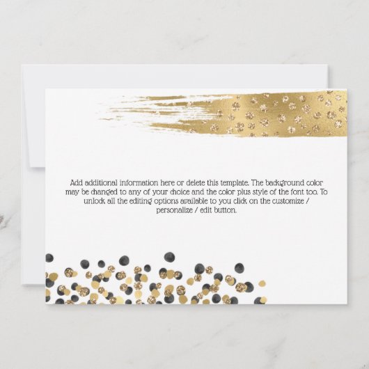 Goudbruine bruideglitter confetti kaart (Achterkant)