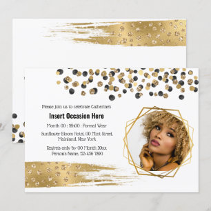 Goudbruine bruideglitter confetti kaart