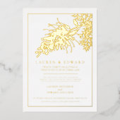 Goudbruine bruine bruiloft folie uitnodiging (Voorkant)