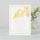 Goudbruine bruine bruiloft folie uitnodiging (Staand Voorkant)