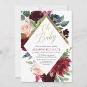 Goudbruine bruine roze roze meisje baby shower kaart (Voorkant)