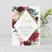 Goudbruine bruine roze roze meisje baby shower kaart (Staand voorkant)