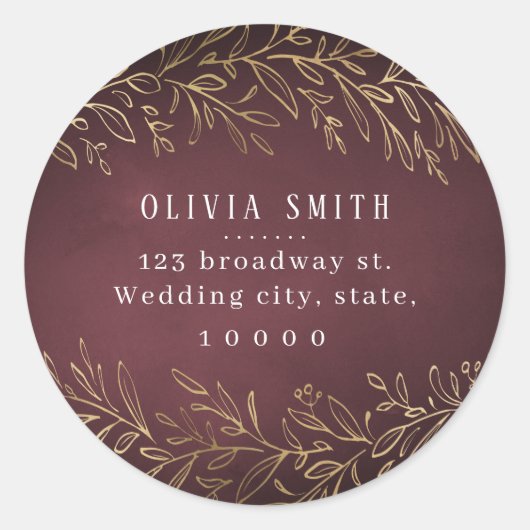 Goudbruine bruinkool botanisch terugkeeradres ronde sticker (Voorkant)