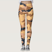 Goudbruine Camel Camo Camouflage Leggings (Voorkant)