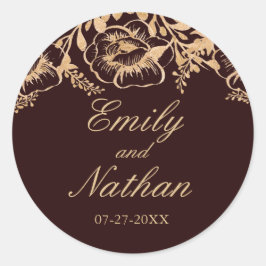  goudbruine Floral Wedding Sticker