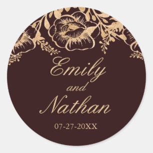 goudbruine Floral Wedding Sticker