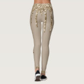 Goudbruine glitter-drip (aangepast) leggings (Achterkant)