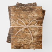 Goudbruine glitter strepen inpakpapier vel (In situ)