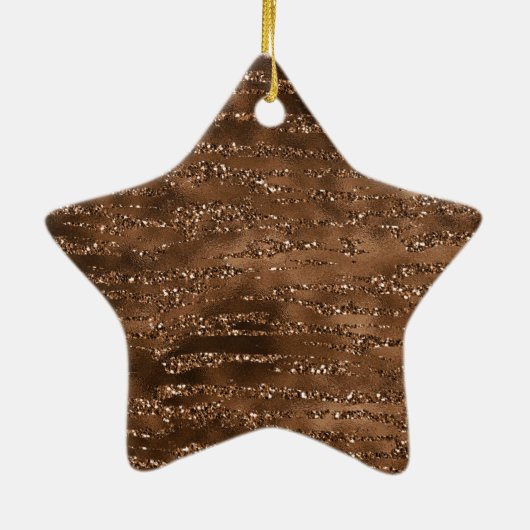 Goudbruine glitter strepen keramisch ornament (Achterkant)