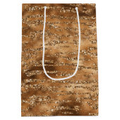 Goudbruine glitter strepen medium cadeauzakje (Achterkant)
