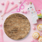 Goudbruine glitter strepen papieren bordje (Feest)