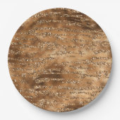Goudbruine glitter strepen papieren bordje (Voorkant)