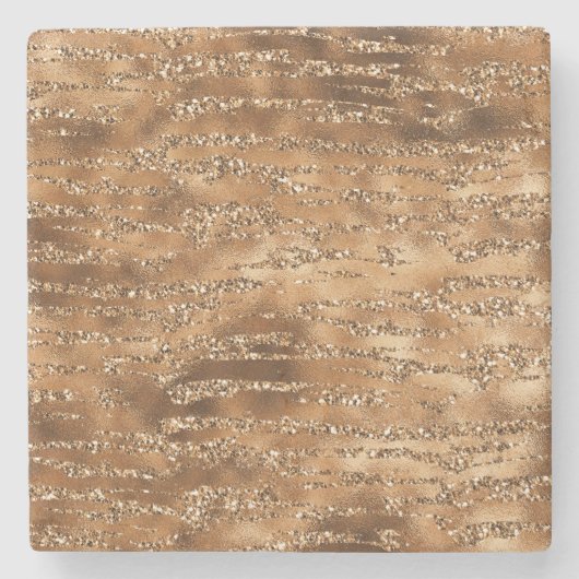 Goudbruine glitter strepen stenen onderzetter (Voorkant)