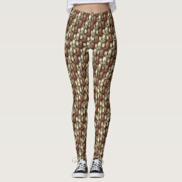 Goudbruine, in stukken gekleurde en gekleurde brui leggings
