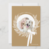 Goudbruine Kerstkrans Minimaal Foto Feestdagenkaart (Voorkant)