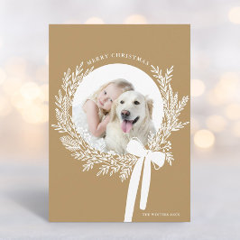 Goudbruine Kerstkrans Minimaal Foto Feestdagenkaart