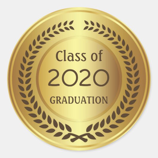 Goudbruine laurierkrans Afstuderen Ronde Sticker (Voorkant)