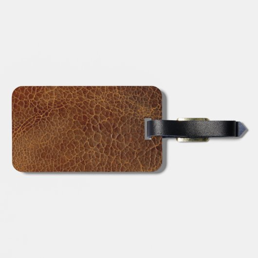 Goudbruine Lederen look Bagagelabel (Achterkant horizontaal)