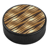 Goudbruine luipaard Dierenprint Strepen Hockey Puck (3/4)