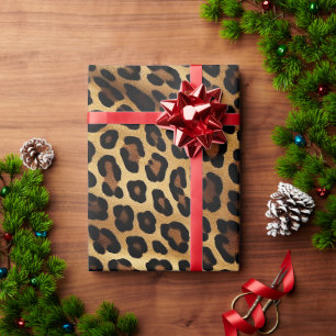 Goudbruine luipaard print cadeaupapier