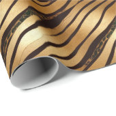 Goudbruine luipaard print strepen cadeaupapier (Rol Hoek)