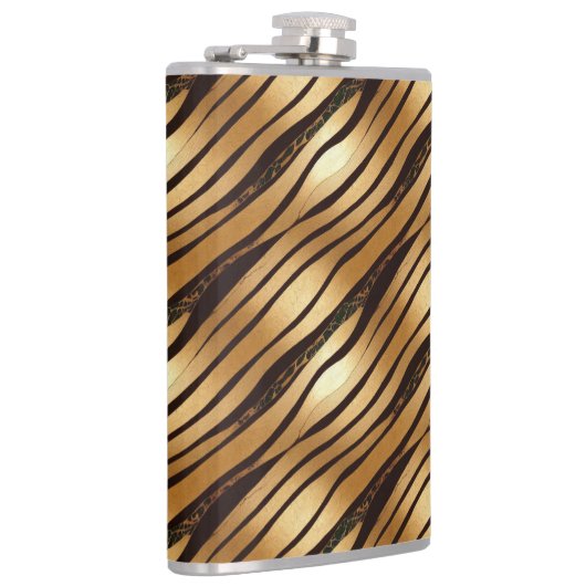 Goudbruine luipaard print strepen heupfles (Rechts)