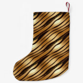 Goudbruine luipaard print strepen kleine kerstsok (Achterkant)