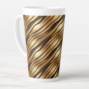 Goudbruine luipaard print strepen latte mok