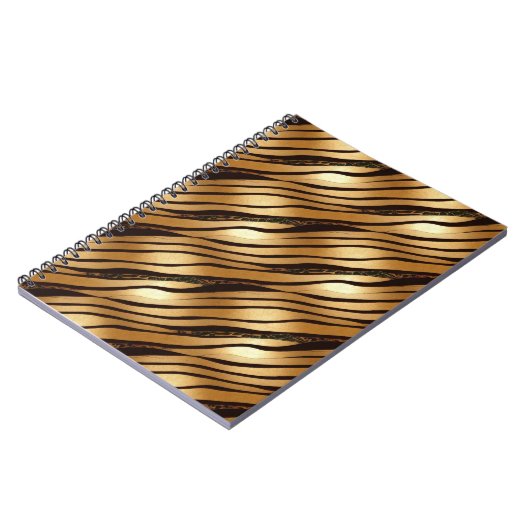 Goudbruine luipaard print strepen notitieboek (Linkerzijde)