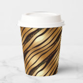 Goudbruine luipaard print strepen papieren bekers (Links)