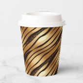Goudbruine luipaard print strepen papieren bekers (Achterkant)