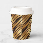 Goudbruine luipaard print strepen papieren bekers (Rechts)