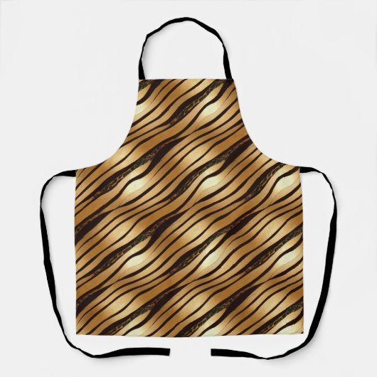 Goudbruine luipaard print strepen schort (Voorkant)