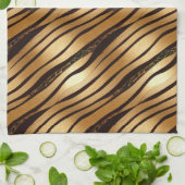 Goudbruine luipaard print strepen theedoek (Gevouwen)