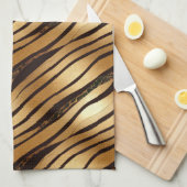 Goudbruine luipaard print strepen theedoek (Quarter Fold)