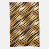 Goudbruine luipaard print strepen theedoek (Verticaal)