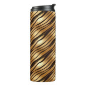 Goudbruine luipaard print strepen thermosbeker (Gedraaid links)