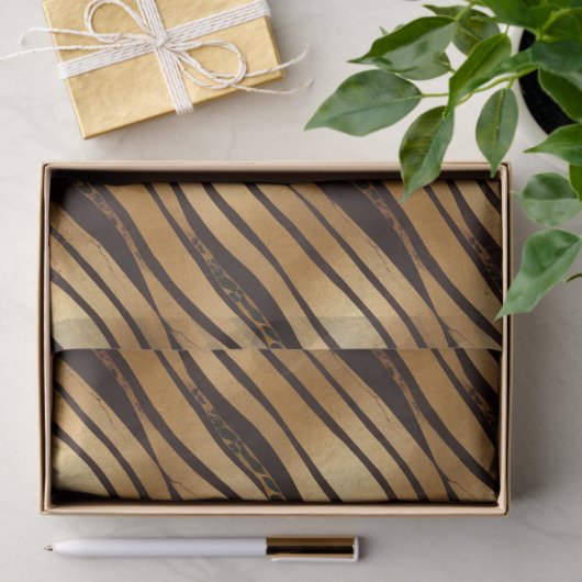 Goudbruine luipaard print strepen tissuepapier (Geschenk)