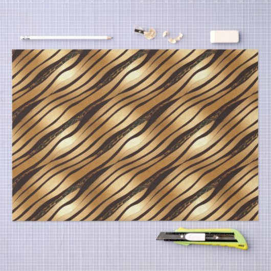 Goudbruine luipaard print strepen tissuepapier (Craft)