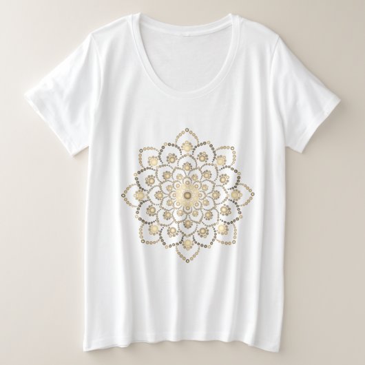 Goudbruine Mandala Grote Maat T-shirt (Design voorkant)